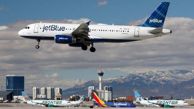 JetBlue Airways, Frontier Airlines, and Southwest Airlines planes