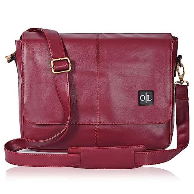 Image for article titled Durable Leather Briefcase | Wine | Classy And Stylish Design | Adjustable Shoulder Strap | For Office And College Use, Now 68.01% Off