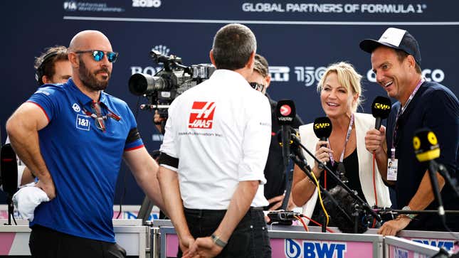 Michelle Beadle and Will Arnett interview Haas’ Guenther Steiner. Not pictured: The Kid Mero.