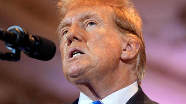 President Donald Trump speaks at a Super Tuesday election night party on March 5, 2024, at Mar-a-Lago in Palm Beach, Florida. 