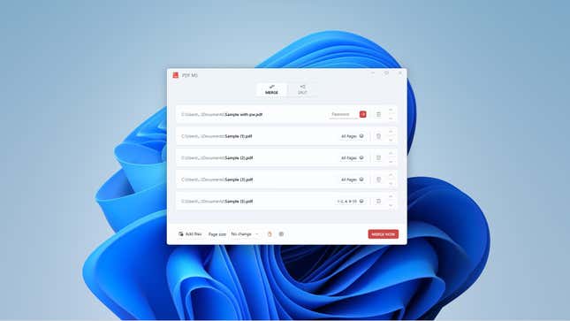 An image of PDF merger open on a desktop