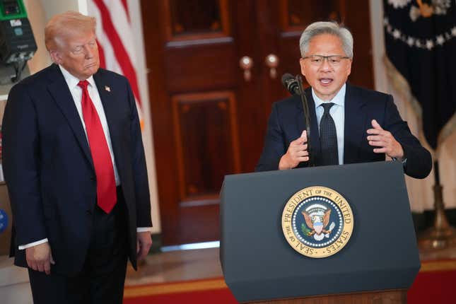 Image for article titled Nvidia CEO calls Biden's AI chip curbs on China 'a failure' and praises Trump's changes