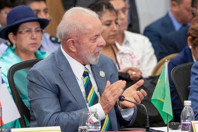 Brazil&#39;s President Luiz Inacio Lula da Silva attends the CELAC Summit in Buccament, Saint Vicent and the Grenadines, Friday, March 1, 2024. CELAC is the Community of Latin American and Caribbean States. (AP Photo/Lucanus Ollivierre)