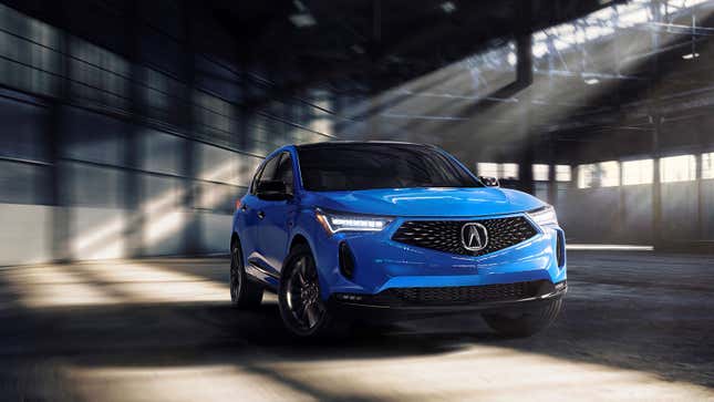 A photo of a blue 2023 Acura RDX SUV. 