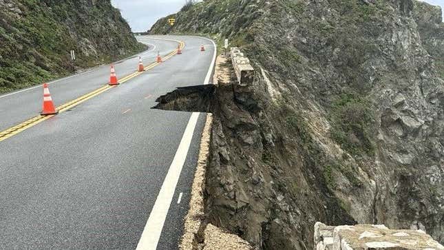 California Highway 1 road collapse