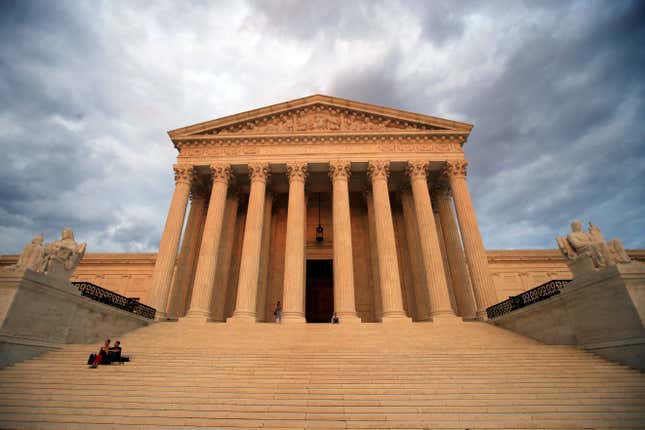 FILE - The U.S. Supreme Court is seen at near sunset in Washington, on Oct. 18, 2018. The Supreme Court is hearing arguments in a challenge to the Securities and Exchange Commission&#39;s ability to fight fraud, part of a broader attack on regulatory agencies led by conservative and business interests. (AP Photo/Manuel Balce Ceneta, File)