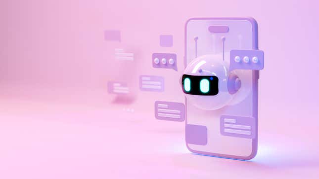 conceptual of the smartphone with AI Chatbot assistant, 3D illustration rendering