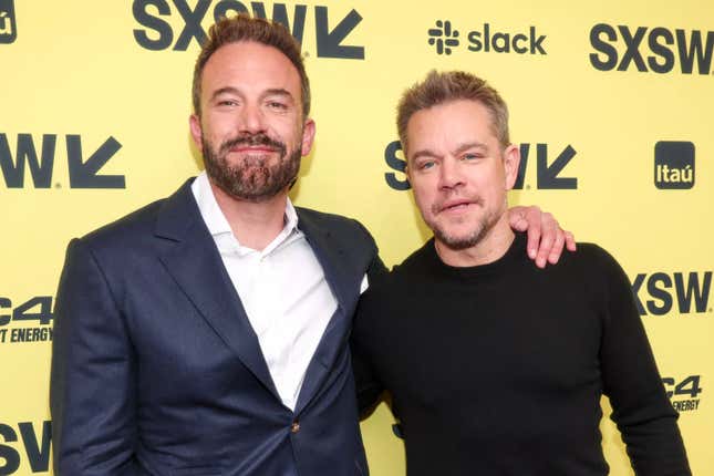 Ben Affleck (left) and Matt Damon (right) enjoying themselves