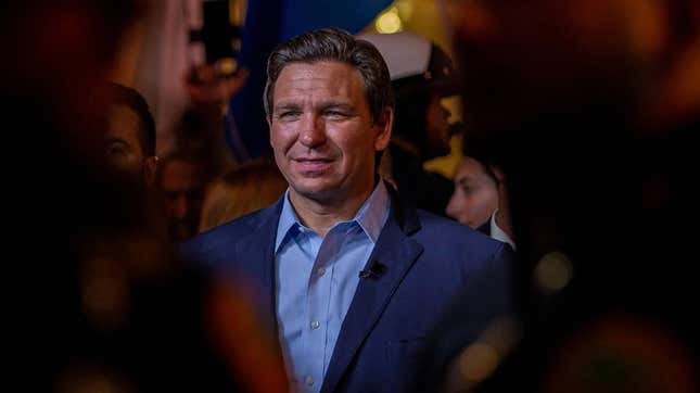Florida Gov. Ron DeSantis joins FOX News Sean Hannity during a GOP town hall on July 21, 2021. (Pedro Portal/El Nuevo Herald/Tribune News Service via Getty Images)