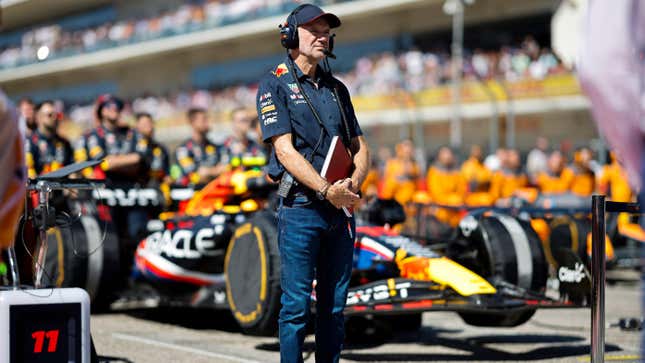 Adrian Newey, the Chief Technical Officer of Red Bull Racing looks on on the grid prior to the F1 Grand Prix of United States at Circuit of The Americas on October 22, 2023 in Austin, Texas