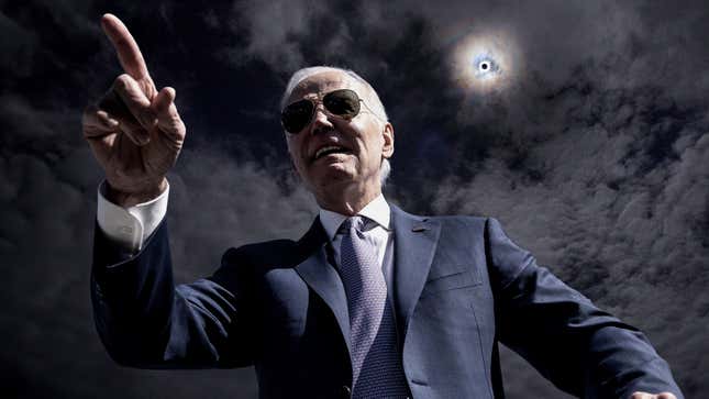 Image for article titled Biden Surges In Polls After Convincing Terrified Voters He Causing Eclipse