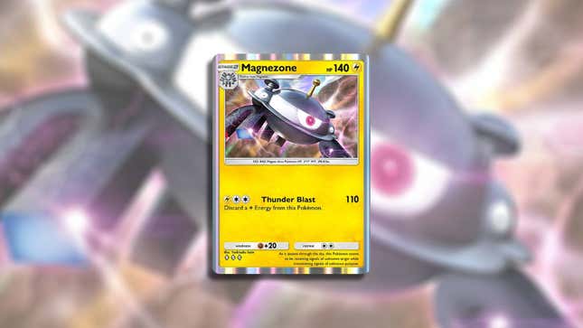 The Magnezone card on a blurry background of its own main image.