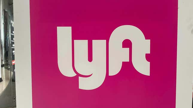 A sign with Lyft's logo. 