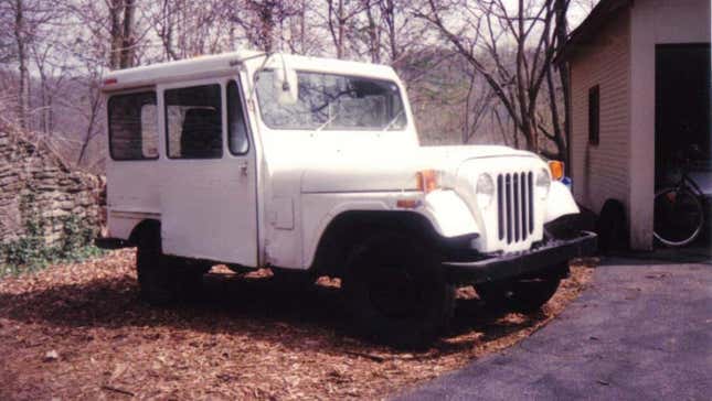 A white 1974 Jeep DJ