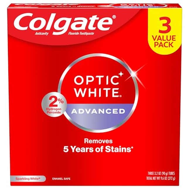 Image for article titled Colgate Optic White Advanced Hydrogen Peroxide Toothpaste, Now 14% Off