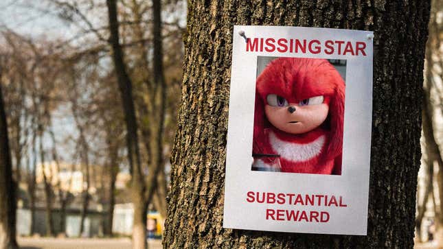 Knuckles is shown on a missing person poster.