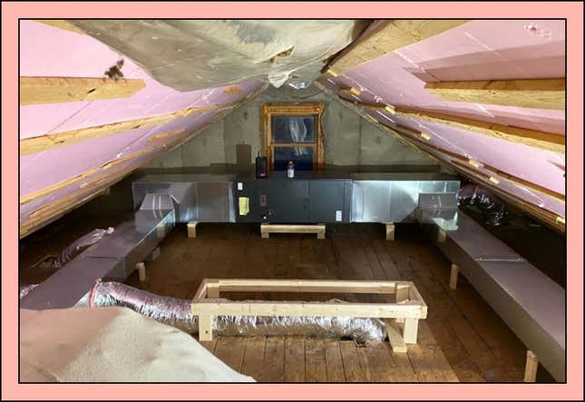 Our home’s attic ducts, as photographed by our contractor.