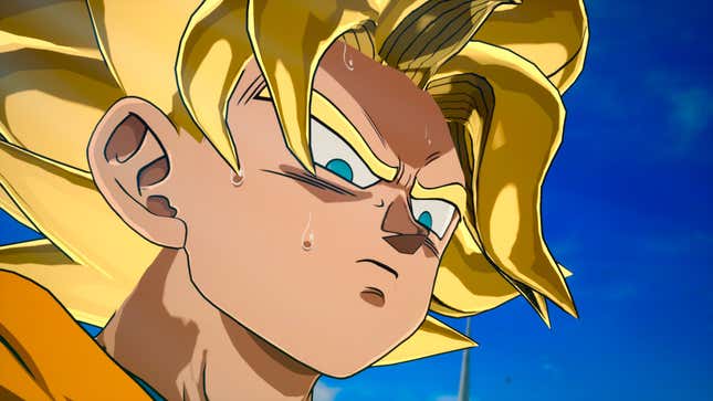 Goku looks down with a remorseful face.