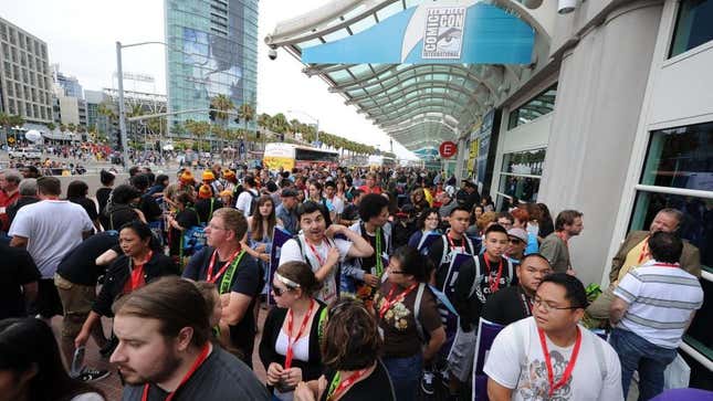 A crowd of people at San Diego Comic Con in 2010.
