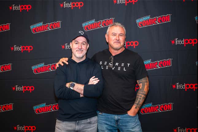 Dave Wilson (left) and Tim Miller (right) posing at New York Comic Con