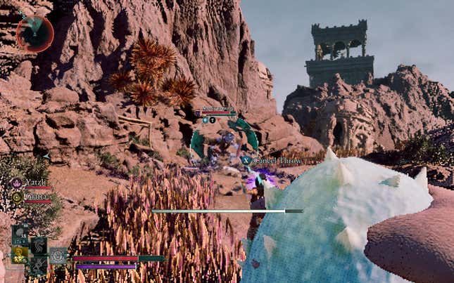 The protagonist throws a Frost bomb at an enemy.