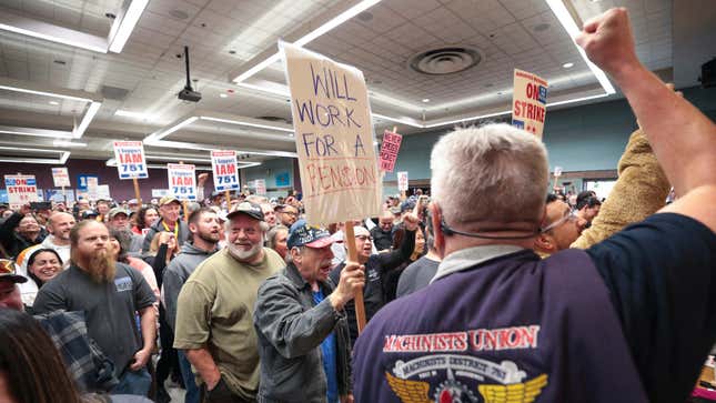 A Boeing worker strike rally