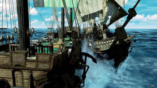 An action shot of the player boarding a ship in Like a Dragon: Pirate Yakuza in Hawaii.