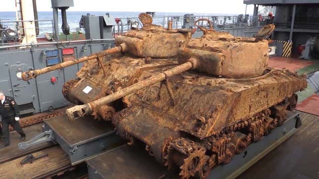 Watch The Russian Navy Pull A WWII-Era Tank From The Bottom Of The Sea