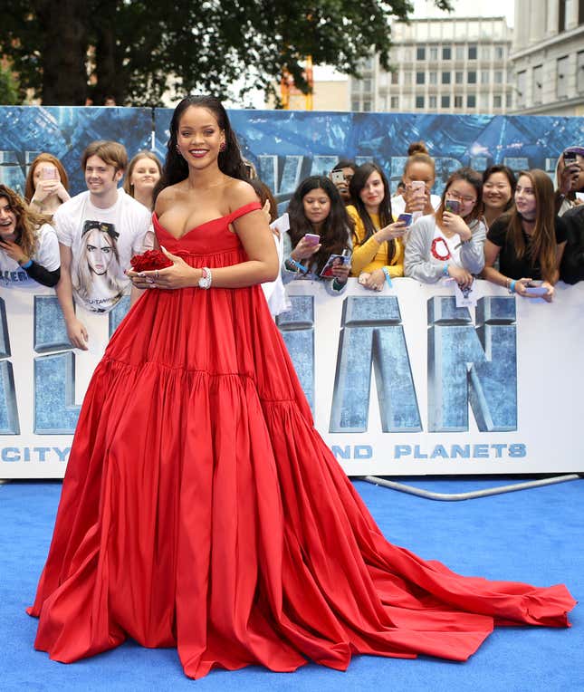 LONDON, ENGLAND - JULY 24: Rihanna attends the “Valerian And The City Of A Thousand Planets” European Premiere at Cineworld Leicester Square on July 24, 2017 in London, England. 