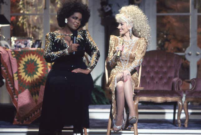 Oprah Winfrey, left and Dolly Parton on ‘Dolly,’ in 1987.