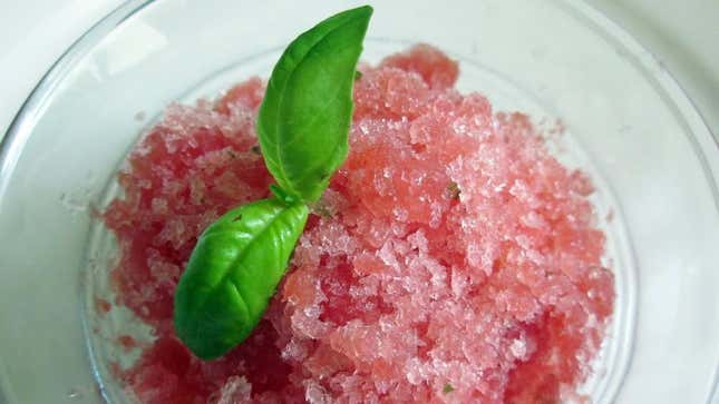 Watermelon granita with basil