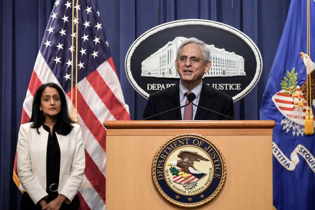 Attorney General Merrick Garland and Associate Attorney General Vanita Gupta