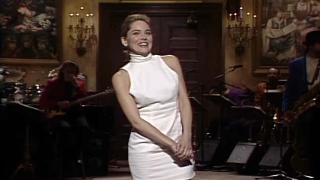 Sharon Stone, hosting Saturday Night Live in 1992