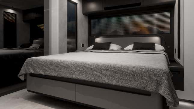 A render of the bedroom in the Brabus campervan. 