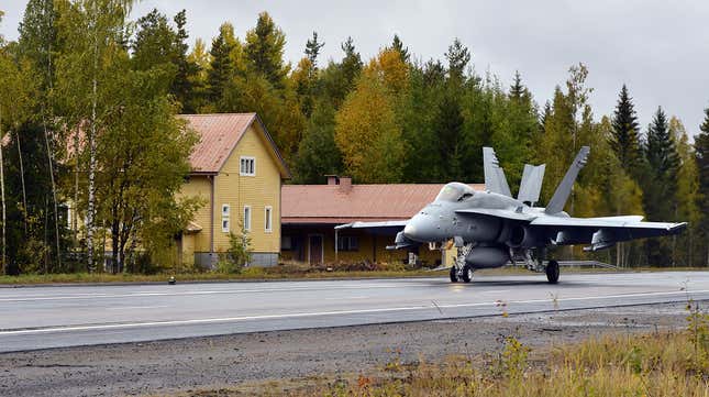 Image for article titled Finland Closes Highway for Air Force Runway Drills