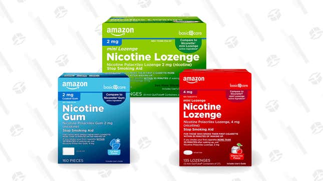 2mg 160-piece Ice Mint Nicotine Gum | $22 | Amazon
2mg 160-piece Mint Nicotine Gum | $32 | Amazon
2mg 216-piece Mint Nicotine Lozenge | $35 | Amazon