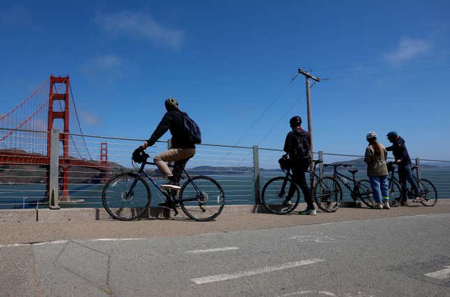 The Golden Gate Bridge in San Francisco. Foreign tourism to California fell sharply to start the year.