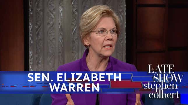 Elizabeth Warren tells Stephen Colbert the Mueller report needs to come out, Donald Trump to go out