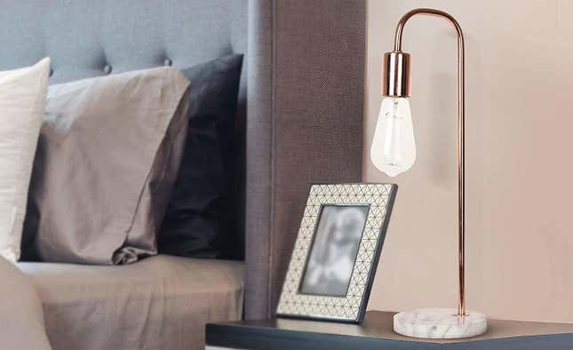 Rose gold and marble? So trendy! This desk lamp is best paired with an Edison-style bulb to complete the look.