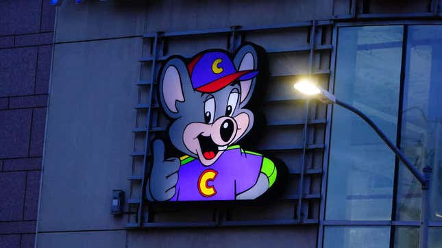 A Chuck E. Cheese logo in Queens, NY