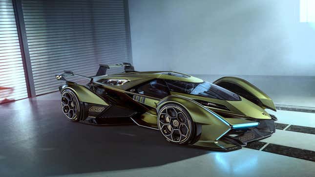 Image for article titled Lamborghini&#39;s V12 Vision Gran Turismo Concept Is Pointy, On The Moon For Some Reason