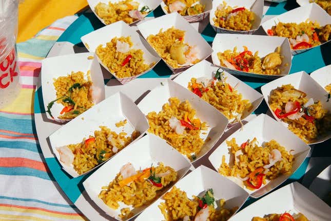 Rice and shrimp were some of the many plates available to those who attended Harlem Eat Up, the annual celebration of the iconic black neighborhood’s food, culture, and art