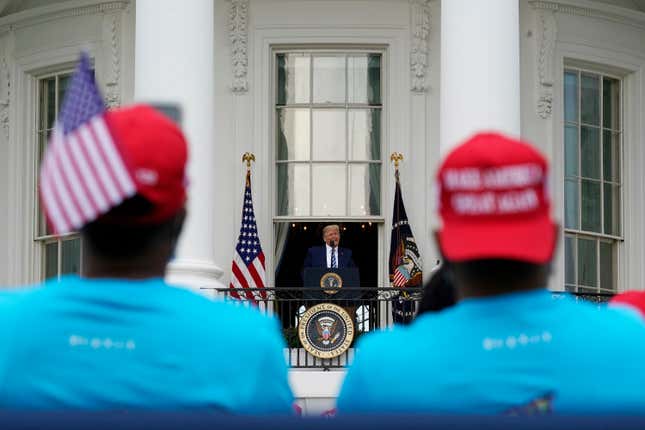 Image for article titled Trump Delivers Campaign Speech From the White House to a Crowd of &#39;Blexit&#39; Supporters Paid for by Candace Owen