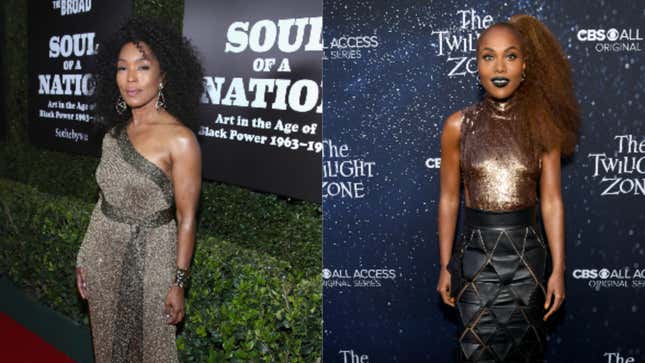 (L-R): Angela Bassett attends The Broad Museum celebration for the opening of Soul Of A Nation: Art in the Age of Black Power 1963-1983 Art Exhibition on March 22, 2019 in Los Angeles, California. DeWanda Wise attends CBS All Access new series ‘The Twilight Zone’ premiere on March 26, 2019 in Hollywood, California. 