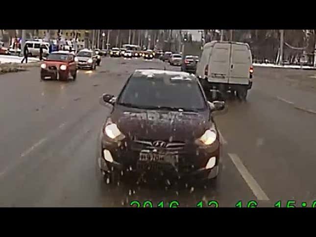 Dashcam Records Two Drivers Calmly Crashing Into Each Other