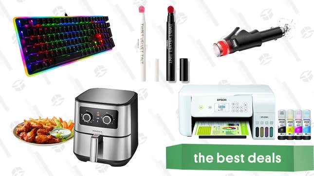 Image for article titled Saturday&#39;s Best Deals: Epson EcoTank Wireless Printer, Insignia Air Fryer, K-Beauty Velvet Lip Tints, Rosewill Mechanical Gaming Keyboard, and More