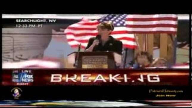 Sarah Palin Stares Into A Crowd Of Anti-Obama Signs And Sees "Our Potential For Greatness"