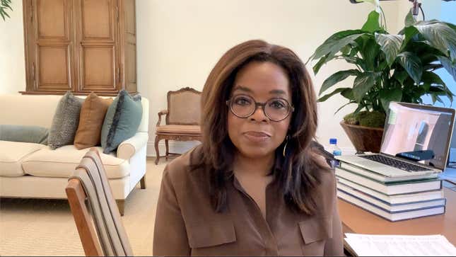 Oprah Winfrey on “Oprah Talks COVID-19,” now streaming on Apple TV+.