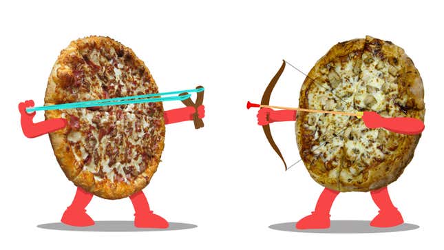 Image for article titled BBQ Chicken Pizza Smackdown: Pizza Hut Vs. Domino's