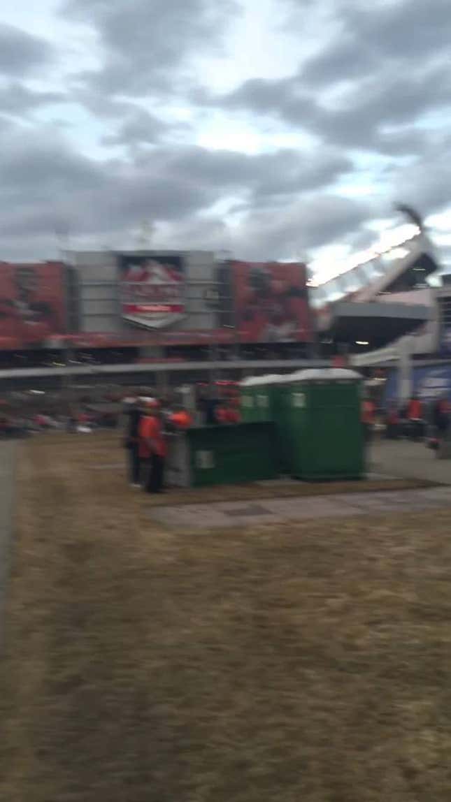 Broncos Fan Allegedly Pushes Over Porta-Potty With Patriots Fan Inside